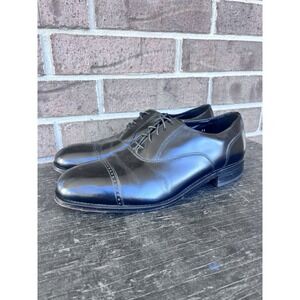 Florsheim Lexington Oxford Size 11 Tip Cap Toe Black Leather Dress Shoes Brogue